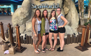 Girls pose at Sea World Sand Diego California