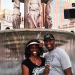 couple in front of las vegas fountain